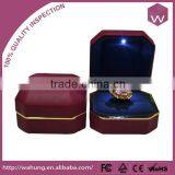 Cheap Storage LED Jewellery Box & Metal Leather Ring Box With LED Light for Sale