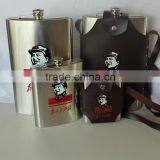 Factory Direct Sales Big Stainless Steel Hip Flask With Leather Case and Logo