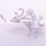 Zhejiang Wholesale Women Crystal Silk Flower Gold&Silver Plated Alloy Brooch Pin Banquet Party // thumbnail-3