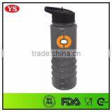 BPA Free Gray Plastic Water Drinking Bottle With Straw and Lid thumbnail-5