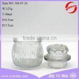 Antique Glass Storage jar for Spice with glass lid in different shape and surface treatment