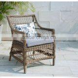 Natural Handmade Rattan Wicker Set: 2 Lounge Arm Chairs With Cushions and Table thumbnail-4