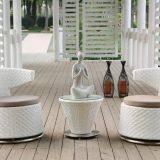 Single Sofa Side Table Aluminum Frame PE Flat Rattan Weave 5cm Cushion Tempered Glass thumbnail-1