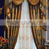 European Luxury Gold and Blue Embroidery Chenille Cloth Blackout Valance Curtain thumbnail-1