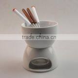 Ceramic Chocolate Fondue Set With Candle and Forks thumbnail-3