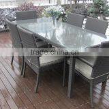 All Season Outdoor Furniture Rectangle Rattan Table and Chairs Dining Set thumbnail-5