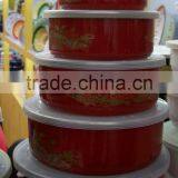 Dark Color Enamel Storage Bowl With PP Lid Kitchenware thumbnail-1