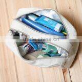 Elegant PU Women Handbags Cosmetic Purse White Leather Toiletry Pouch With Two Large Compartment thumbnail-2