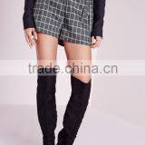Summer Fashion Grey Double Belted Check Cheap Shorts OEM Service thumbnail-3