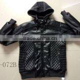 Hot Stock Man Hoody Quilted Jacket Faux Leather Jacket Men thumbnail-2