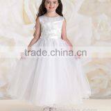 High Quality Baby Gown off Shoulder Lace Satin Top Flower Girl Tulle Dress thumbnail-1