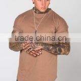 New Style 100% Cotton Oversized Cut and Low Sharp T Shirt Fashion Streetwear Black Plain Mens Longline T Shirt thumbnail-3