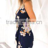 2016 Summer New Euro Style Flower Printed Sleeveless Condole Belt Dress /gallus Dress /sexy Chiffon Casual Dress for Ladies thumbnail-4