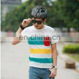 Peijiaxin Fashion Casual New Design with a Pocket Mens Polo Collar Striped T shirt