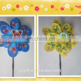 Two layer fabric windmill for garden decoration