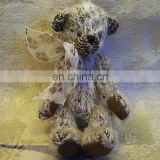 rare material simulated mohair movable joints Teddy bear tied a bow long plush toy