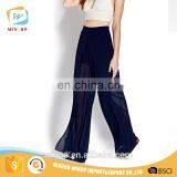 Ladies Casual Pleated be Seen Layered Wide Leg Loose Cheap Chiffon Palazzo Pants thumbnail-3