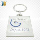 Square Custom Made Metal Zinc Plating Keychain With Keyring