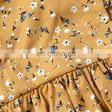 Khaki Floral Pattern Flutter Sleeve Romper Jumpsuit Factory Wholesale Price Boutique Girls Cotton Romper thumbnail-3