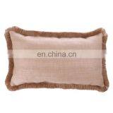 Custom Made Decorative 3D Printed Pink Flowers Outdoor Bench Waterproof Throw Pillow Cushion With Jute Fringe thumbnail-3