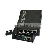 Ethernet 4 Port RJ45 Single Fiber 10/100/1000M Fiber Industrial Media Converter SFP thumbnail-1