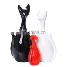 Cat Shape Black ,white,red Three Kind Color Ceramic Craft for Table Decor thumbnail-5