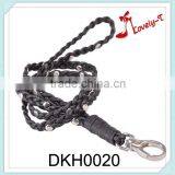 Hot sale leather key chain customized braided leather rivets key chain,neck hanging leather key chain,key rope
