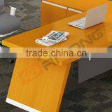 Modern Brushing 304 SS Frame Yellow Wooden Executive Office Computer Table Cpmputer Laptop Desk thumbnail-5
