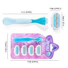 1 Handle 4 Cartridges Women Razor Body Hair Remover Factory Wholesale 3 Layers Female Bikini Blade