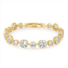 Paperclip Chain Bracelet 14K Gold Plated Cubic Zirconia Watch Strap Chunky Link Adjustable Stackable Jewelry For Women Girl Gift thumbnail-5