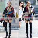 Wholesale New Winter Thicked Classical Assorted Color Plaid Jacquard Ladies Wool Poncho Quality Choice thumbnail-6