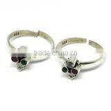 Unique Design !! Multi Stone 925 Sterling Silver Toe Ring, For Beautiful Foot, 925 Sterling Silver Jewelry thumbnail-4
