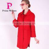 2016 New Design Spring Medium Length Women Slim Fit Wool Coat