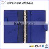 compact bright blue leather organizer ring binder notebook wholesale factory