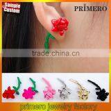 Vintage Stereo Rose Earrings Paint Piercing Stud Earrings Punjabi