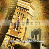 High Quality PET Lenticular 3D Poster of Building 3d Decoration Picture