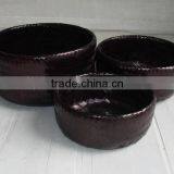 Set of 3 Bamboo Double Wall Basket, Wicker Storage Basket, Craft Basket in Black