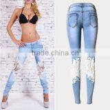 2016 Summer Fashion Women Sexy See Through Jean Pants Ladies Fancy Lace Patchwork Vogue Narrow Bottom New Model Jeans For Lady thumbnail-2