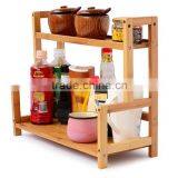 BH015 Two Layers Material Bamboo Kitchen Spice Rack Storage Rack thumbnail-3