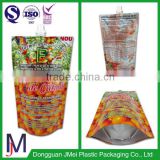 Custom print flexible plastic stand up packaging bag with spout