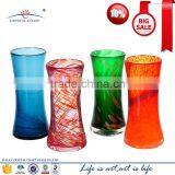 Wholesale Promotion Stock High Quality Handblown Colored Tall Cylinder Mosaic Glass Bud Vases thumbnail-2