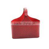 Multipurpose Red PVC Leather Magazine Storage Basket thumbnail-2