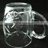 Embossed Flower Logo Glass Mug Transparent Glass Mug Cheap Glass Mug thumbnail-4