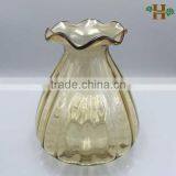 Waved Cone Glass Vase With Flower Shaped Opening thumbnail-1