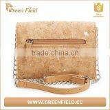 Natural Portugal Rustic Cork Bag Handbag Shoulder Bag With Metallic Chain Shoulder Starps thumbnail-2