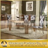 luxury rose gold stainless steel dining table design marble top