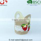Nice Design With Jute Cover and Felt Strawberry Non Woven Fabric Basket for Flowers thumbnail-4