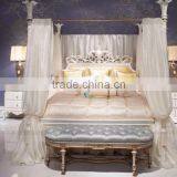 Royal Elegant English Style Victorian Silver Floral Painted Solid Wood Crown Bed With Matching Bedroom Items BF12-05244a thumbnail-4