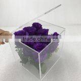 2017 Hot Sale Customized Clear Acrylic Rose Flower Box With Lid thumbnail-4