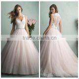 Light Pink Ball Gown Cap Sleeve Decent Wedding Dress thumbnail-1